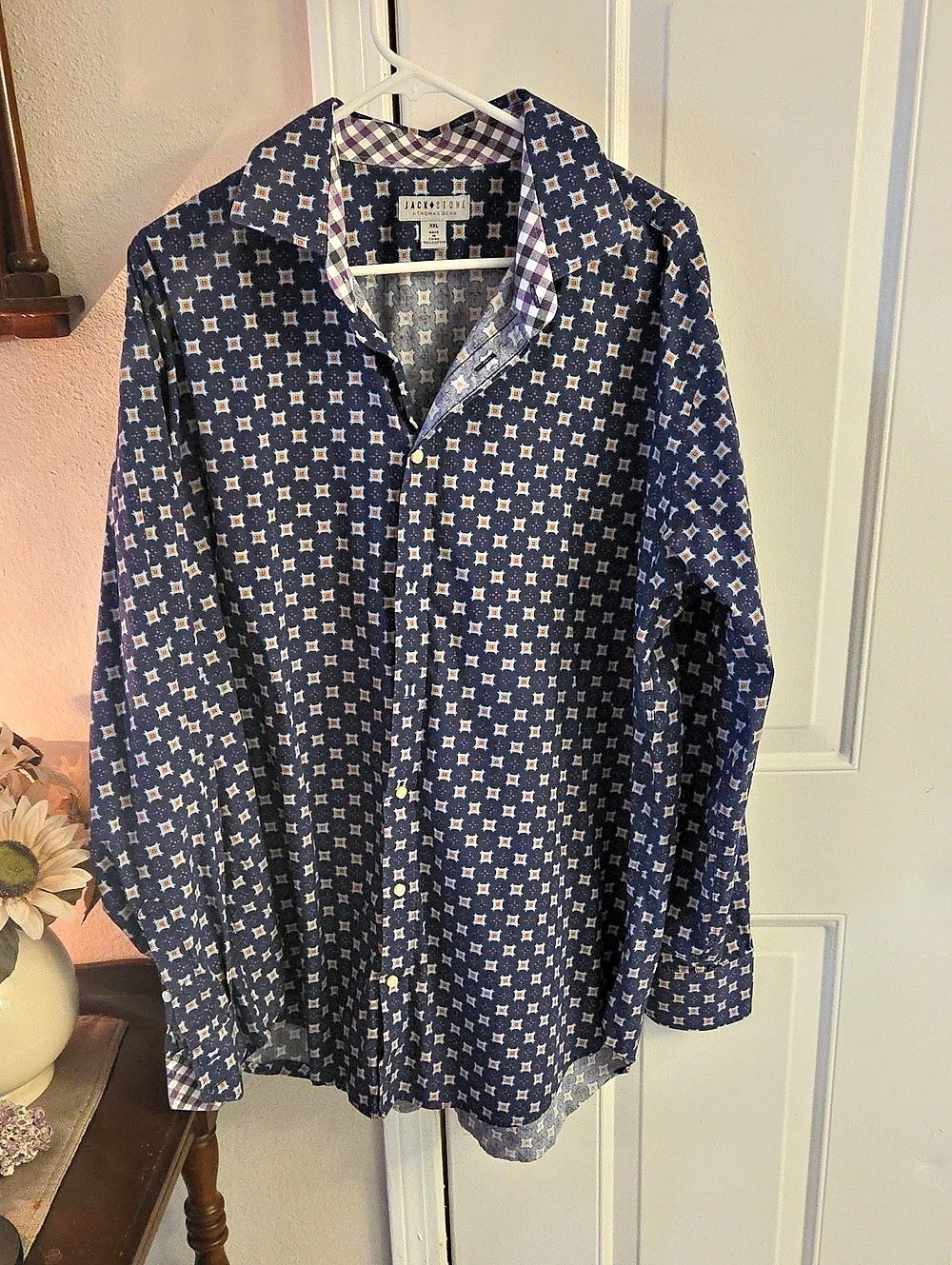Jack Stone by Thomas Dean Men's Cotton Geometric Button Down XXL Like New